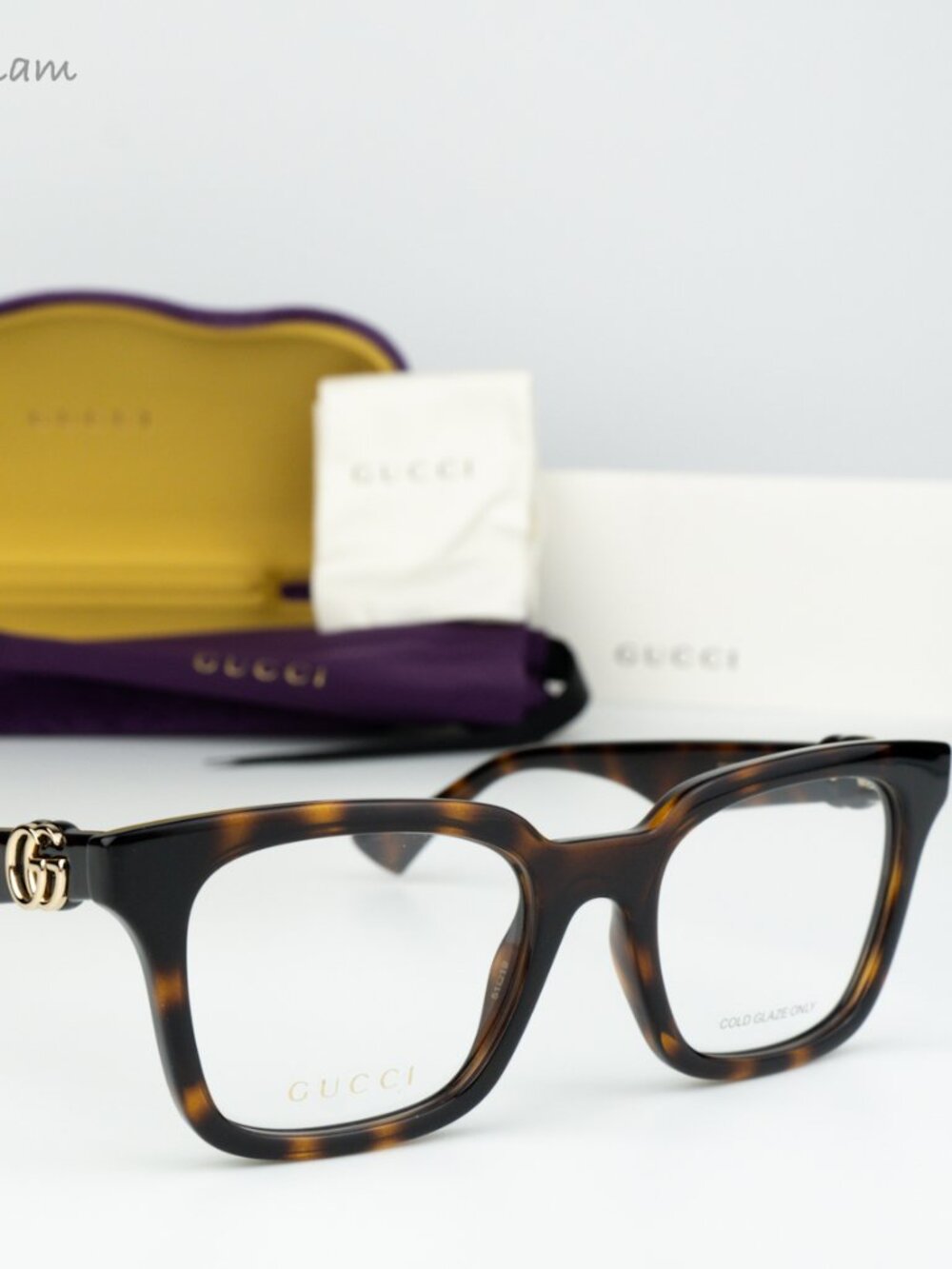 Gucci Women Eyeglasses Havana Demo Square GG1728O 002 NEW AUTHENTIC